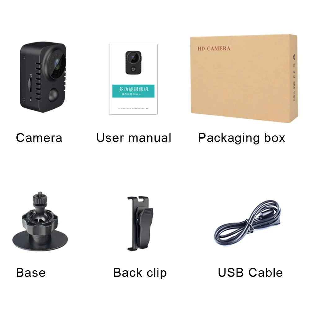 1080P Mini Body Camera HD Video Security Surveillance Recorder Camera Night Vision Motion Activated Small Nanny Cam PIR Cameras