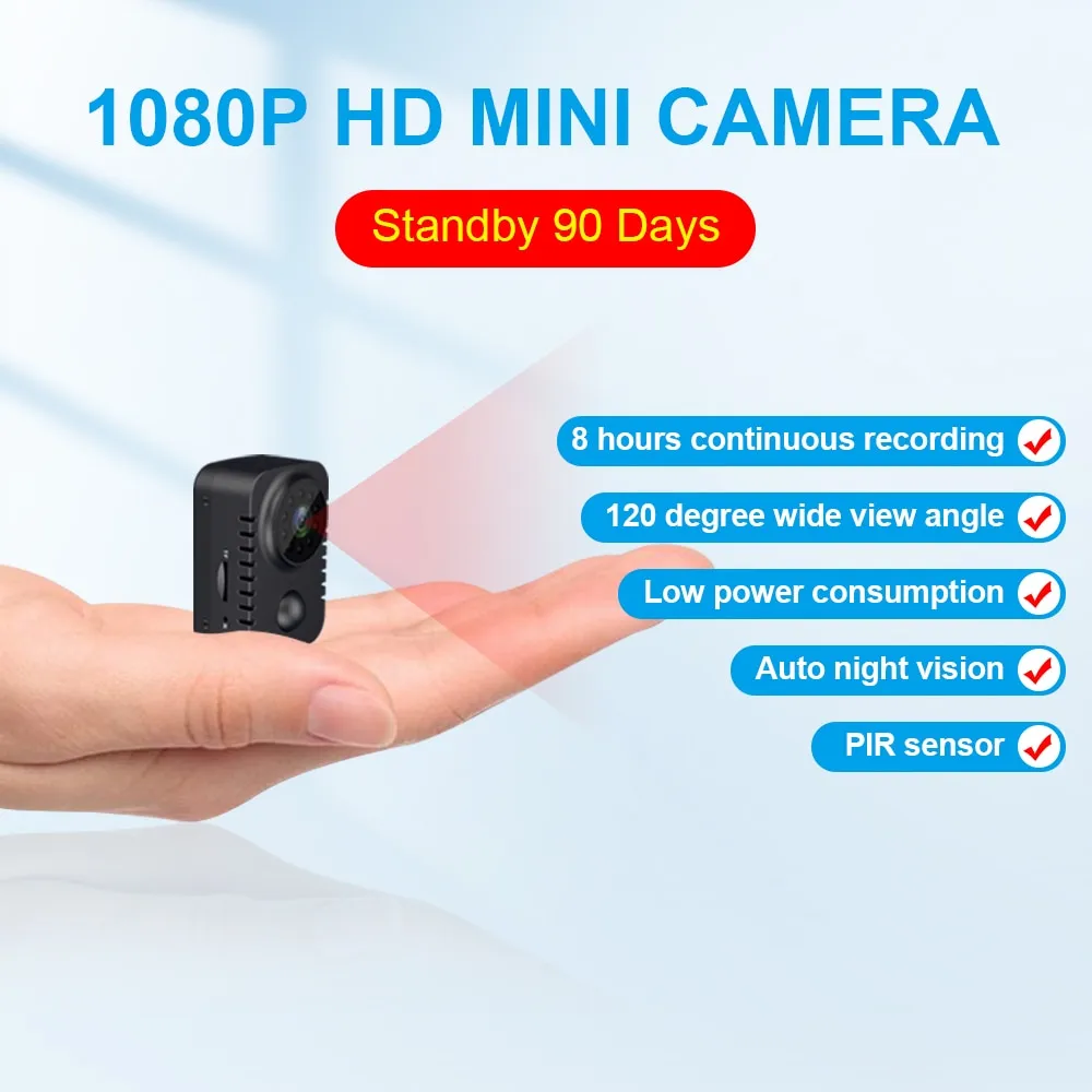 1080P Mini Body Camera HD Video Security Surveillance Recorder Camera Night Vision Motion Activated Small Nanny Cam PIR Cameras