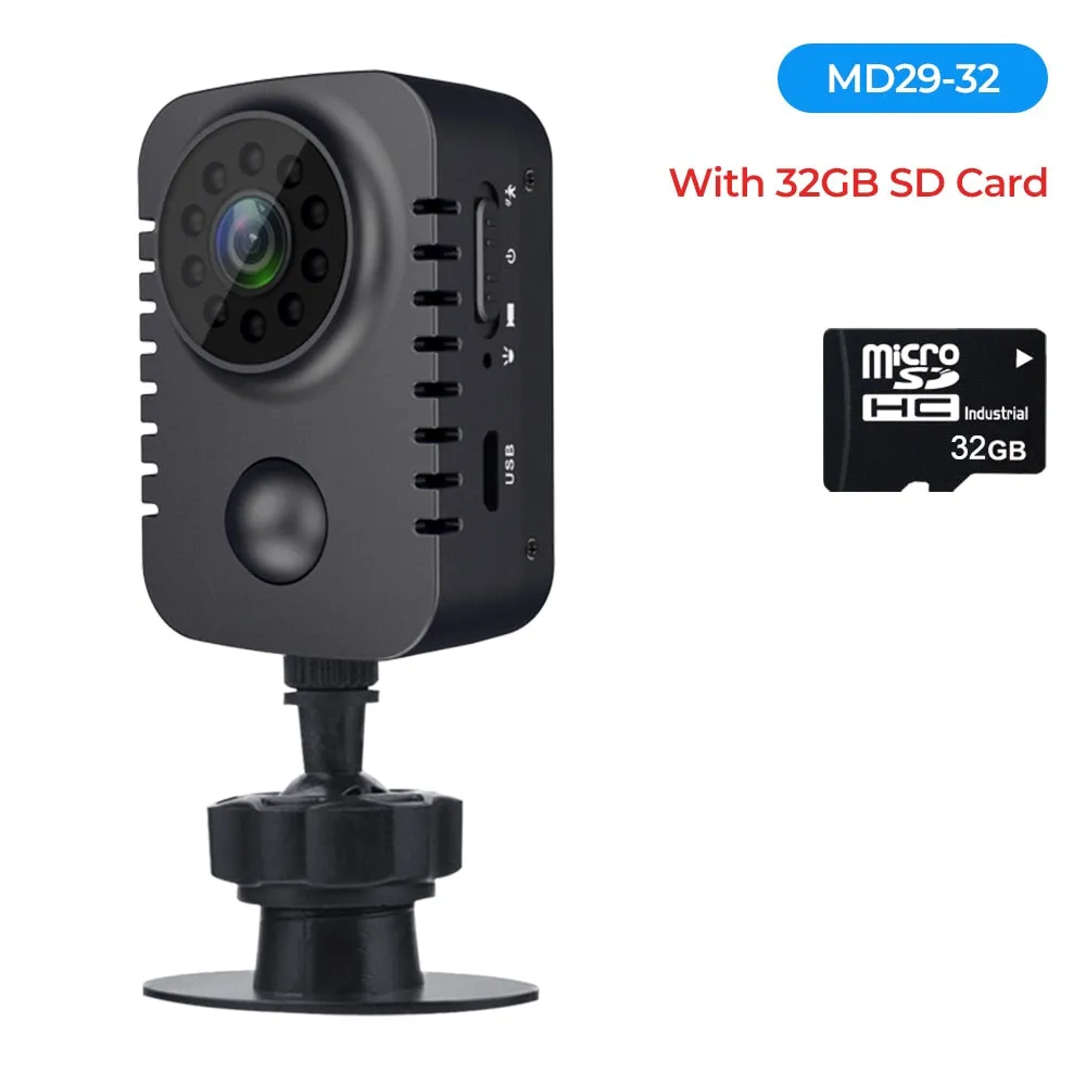 1080P Mini Body Camera HD Video Security Surveillance Recorder Camera Night Vision Motion Activated Small Nanny Cam PIR Cameras