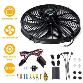 16 Inch Electric Radiator Cooling Fan 12V 120W 10 Blades Car