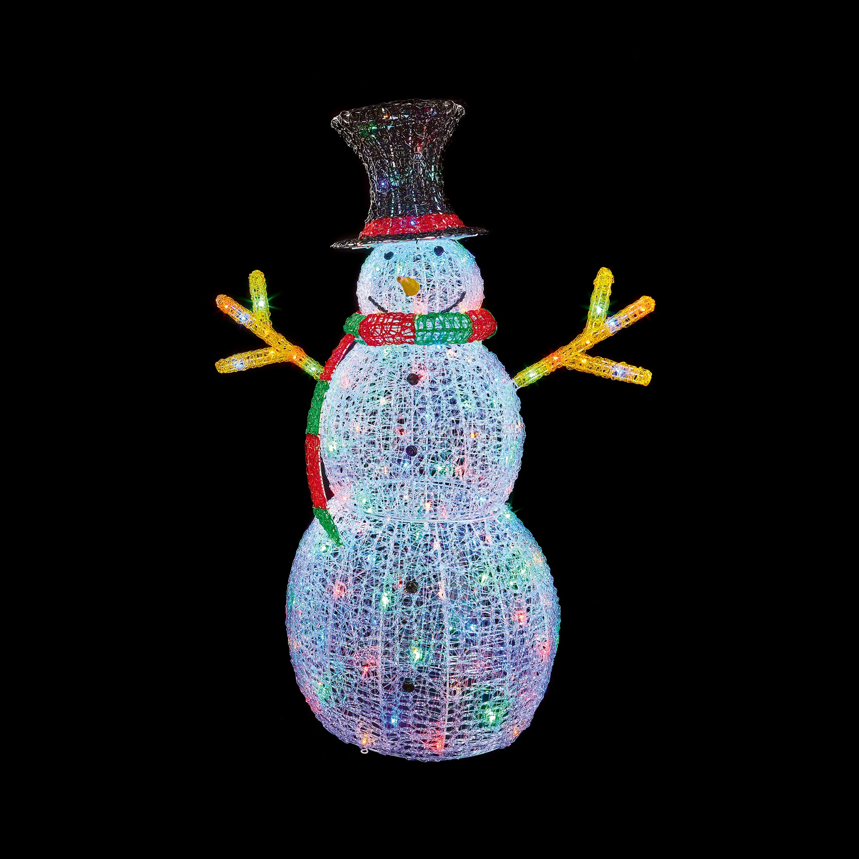 160 LEDs Soft Acrylic Snowman 1.3m- Multi-Coloured
