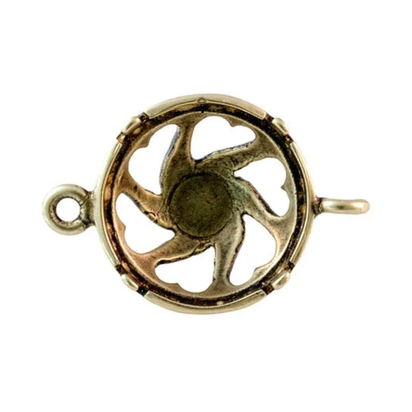 2-Loop Bezel Setting for 12mm 1122 Rivoli Stone - Antiqued Brass Plated (1 Piece)