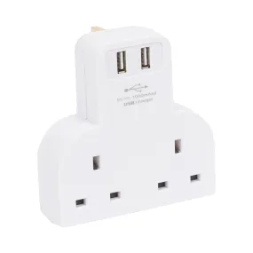 2-Way Power Strip with 2 USB Ports - By Kingavon