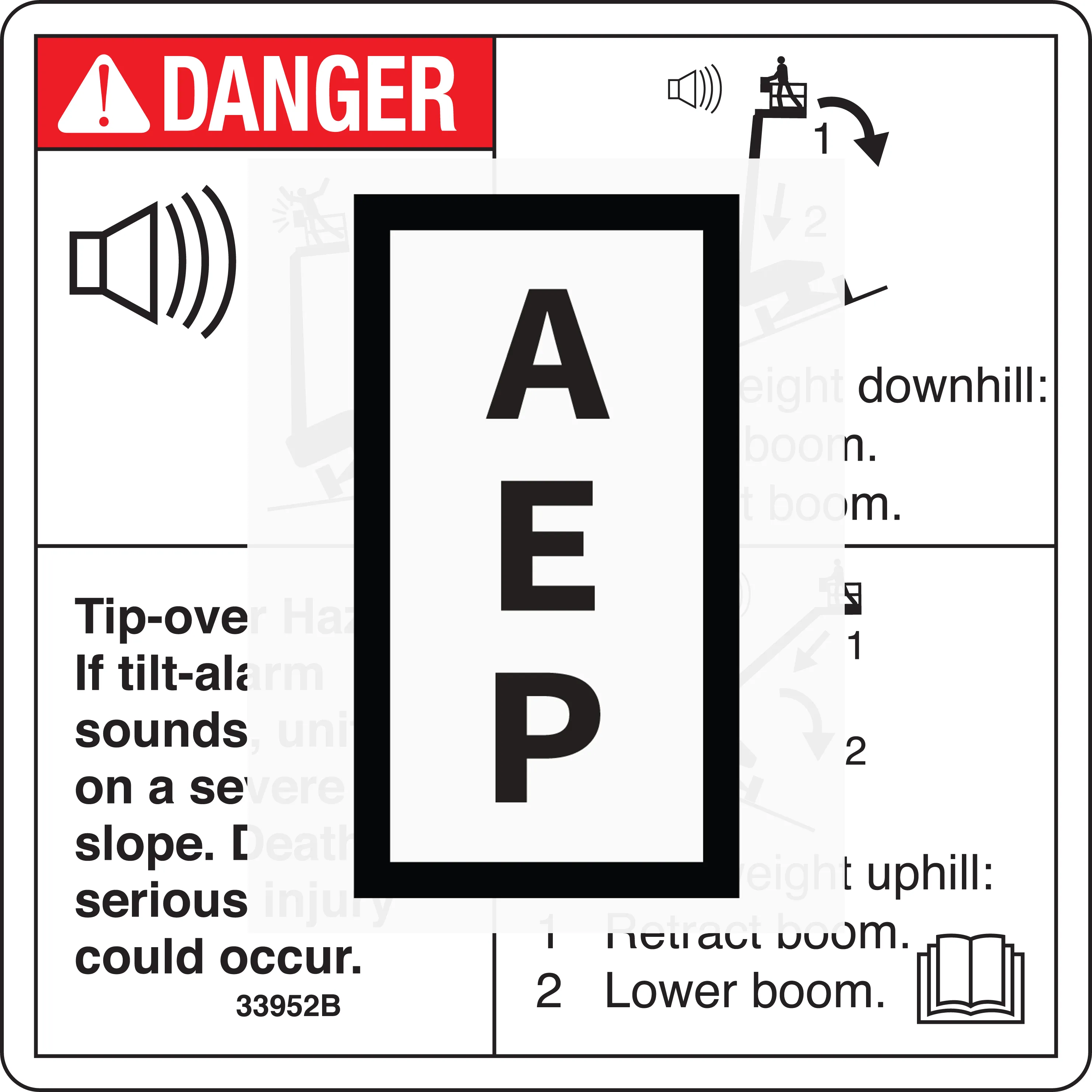33952 Decal,Danger,Tilt Alarm For Genie
