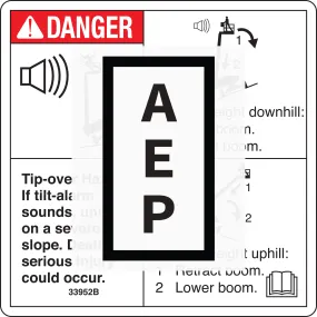 33952 Decal,Danger,Tilt Alarm For Genie