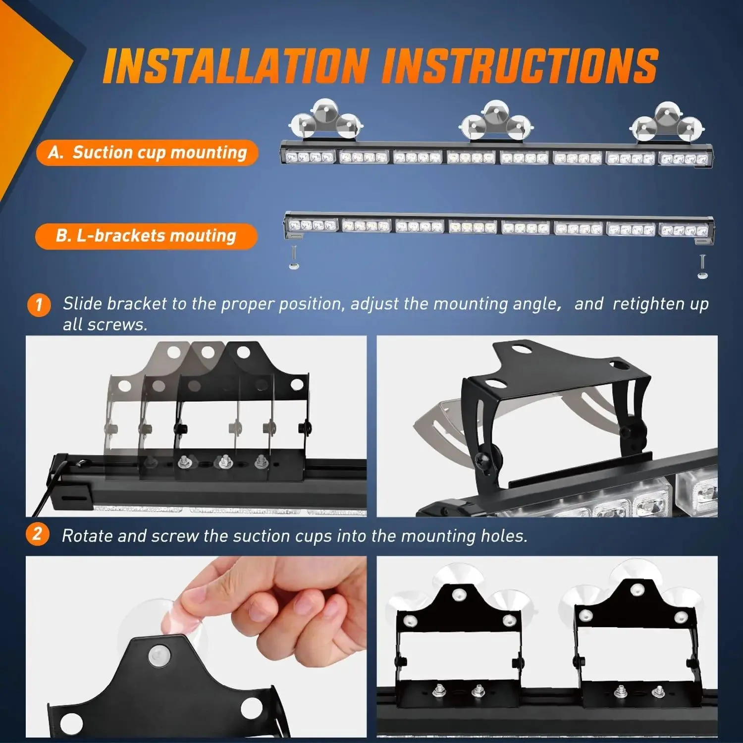 35 Inch 32 Leds Traffic Advisor Strobe Amber Light Bar