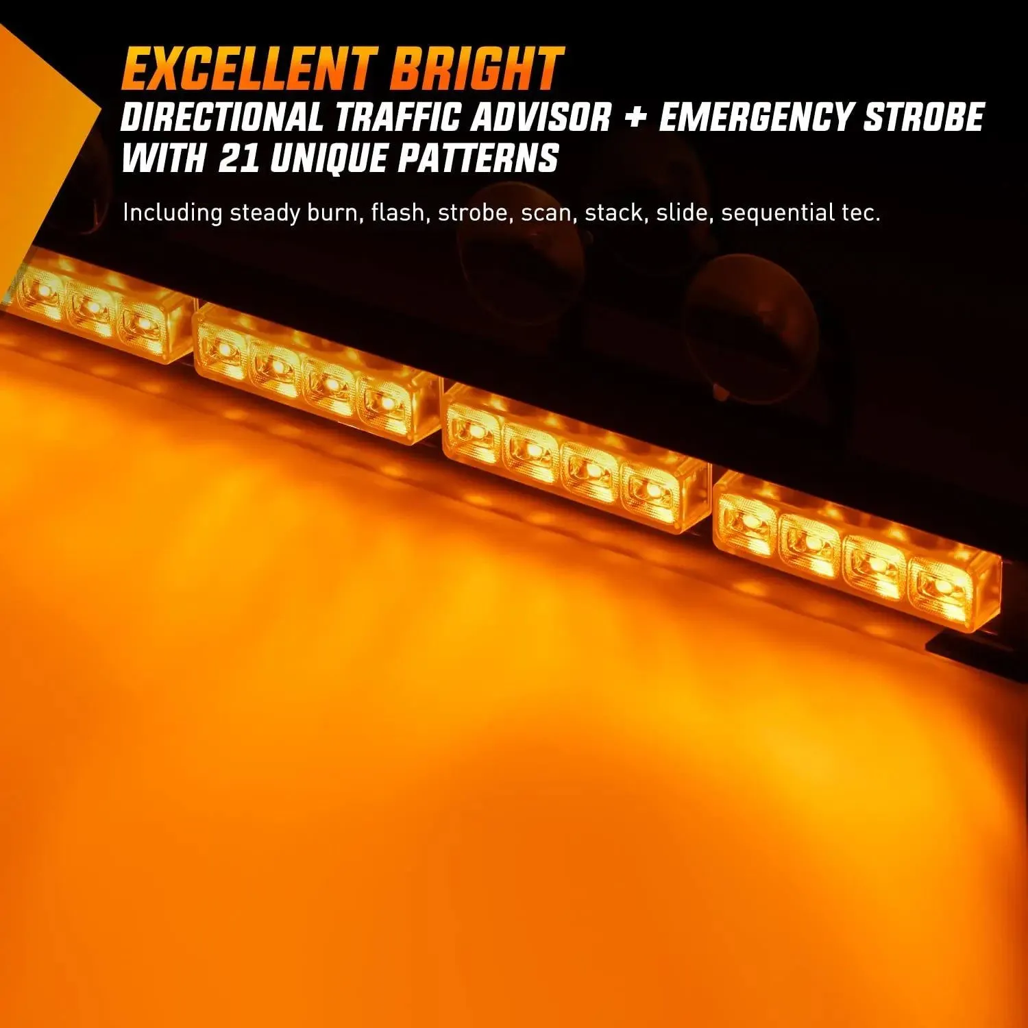 35 Inch 32 Leds Traffic Advisor Strobe Amber Light Bar