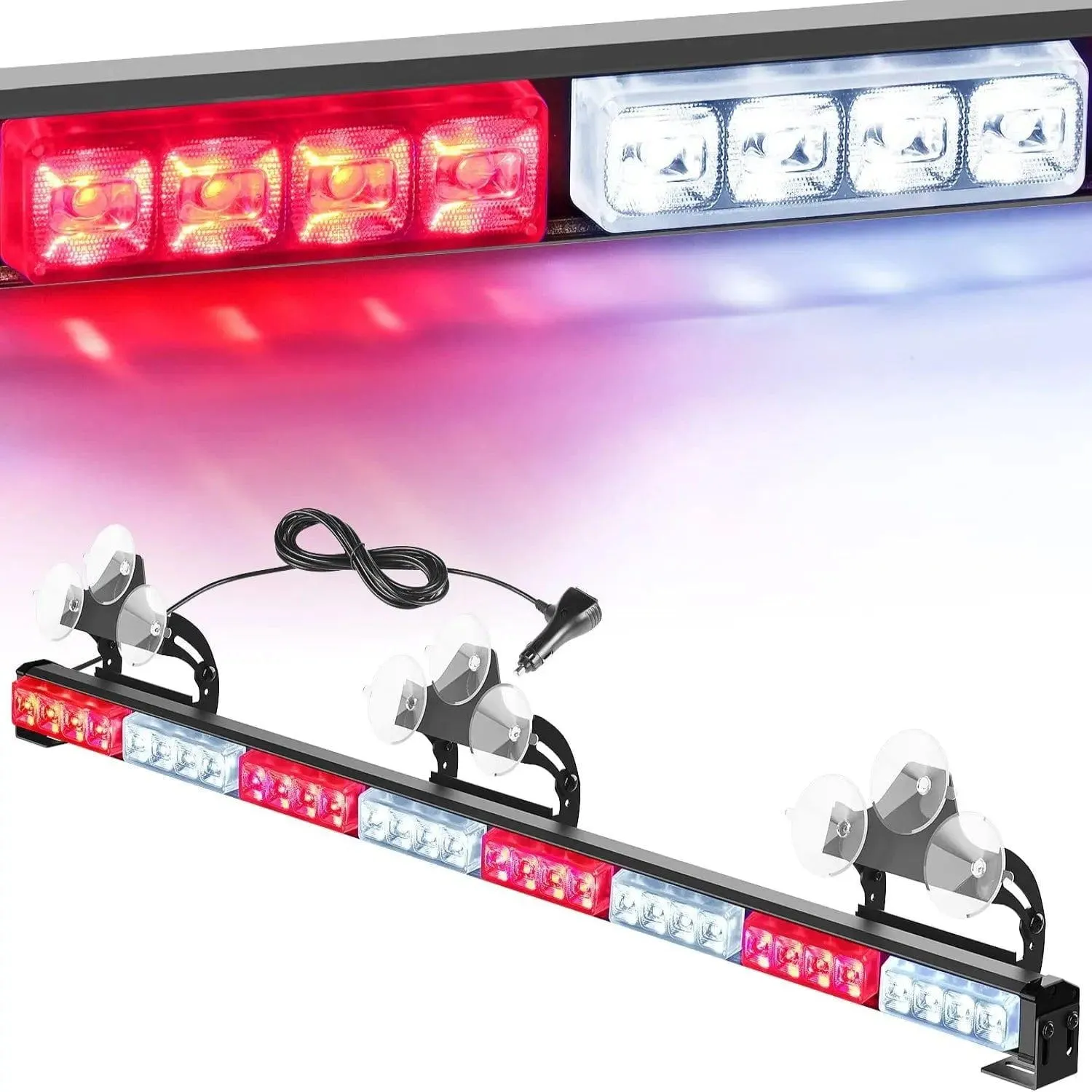 35 Inch 32 Leds Traffic Advisor Strobe Red White Light Bar