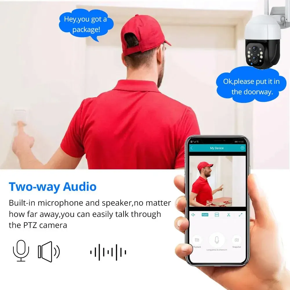 8MP Tuya Smart Dual Lens Wifi IP Camera Auto Tracking Wireless Security Cam Outdoor Street PTZ CCTV Surveillance Camera 5X Zoom