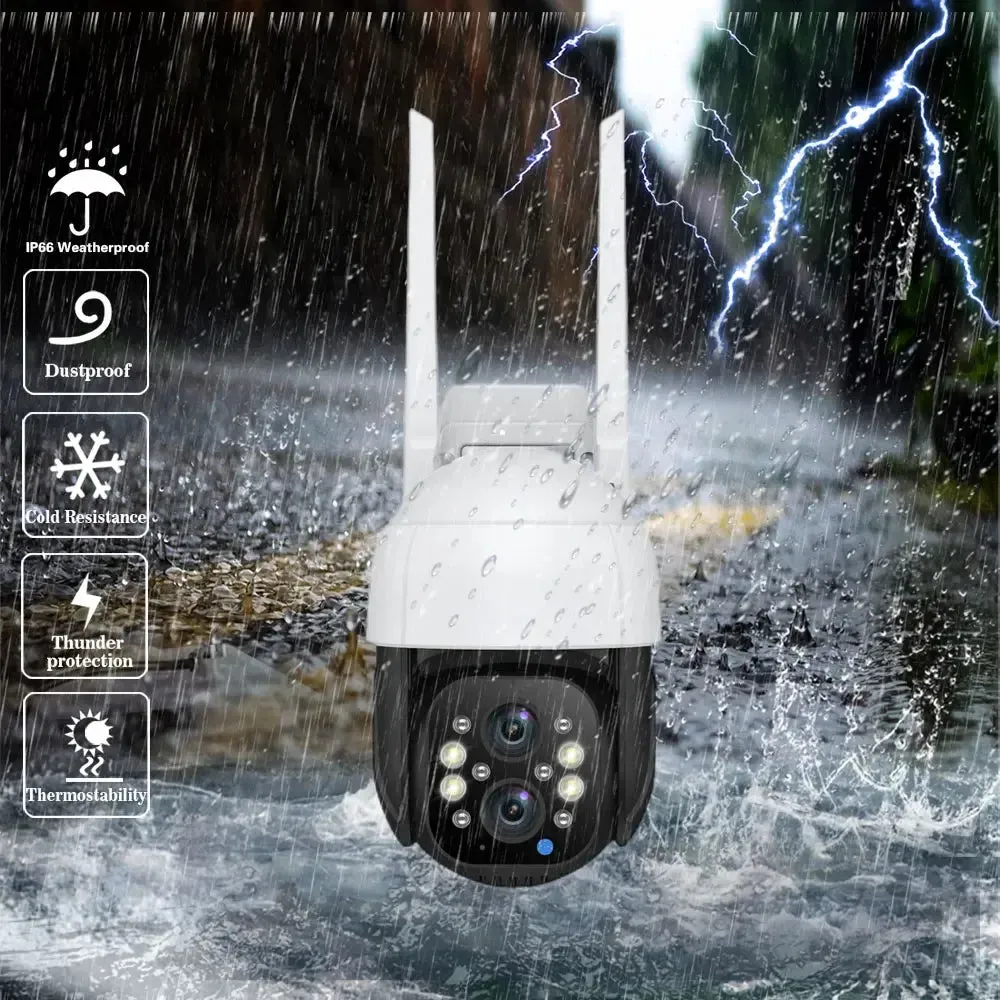 8MP Tuya Smart Dual Lens Wifi IP Camera Auto Tracking Wireless Security Cam Outdoor Street PTZ CCTV Surveillance Camera 5X Zoom