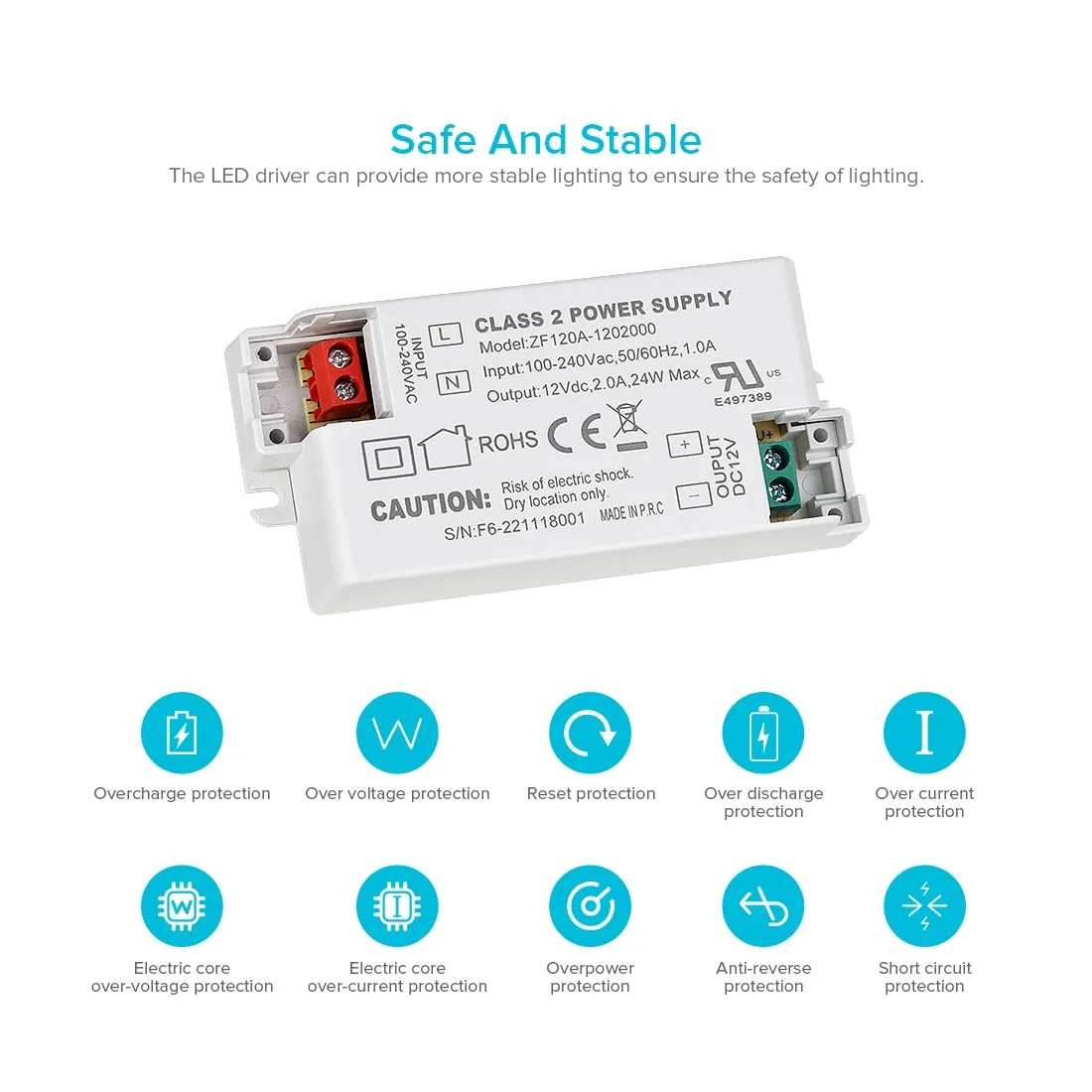 AC 100V 240V to DC 12V 24V Driver Transformer Power Supply for LED Strip Lights Constant Voltage LED Projects Dimmable