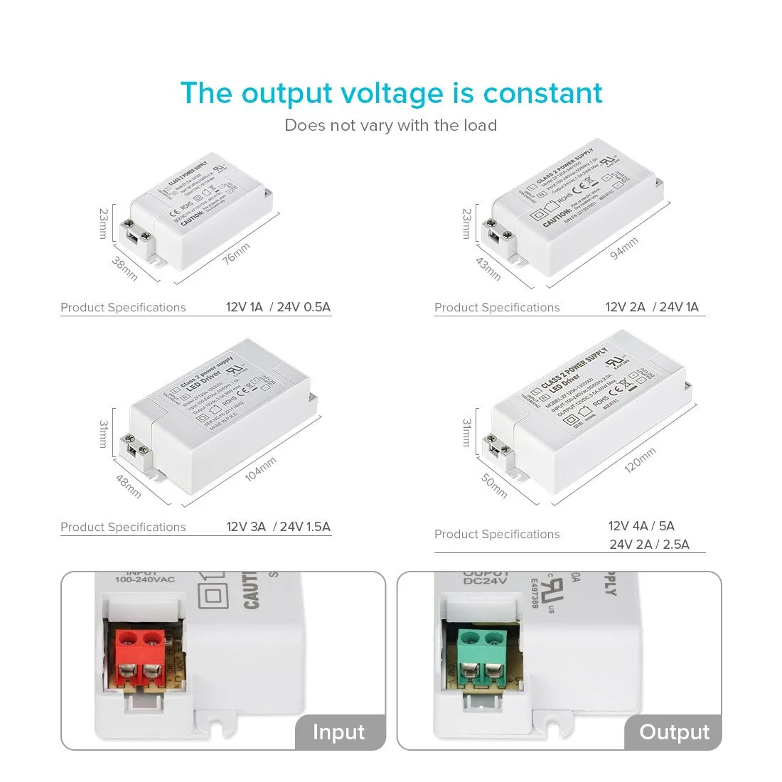 AC 100V 240V to DC 12V 24V Driver Transformer Power Supply for LED Strip Lights Constant Voltage LED Projects Dimmable