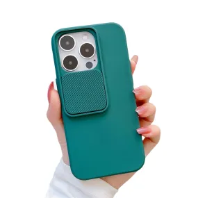 Anymob iPhone Dark Green Window Phone Case Slide Lens Protection Shockproof Cover