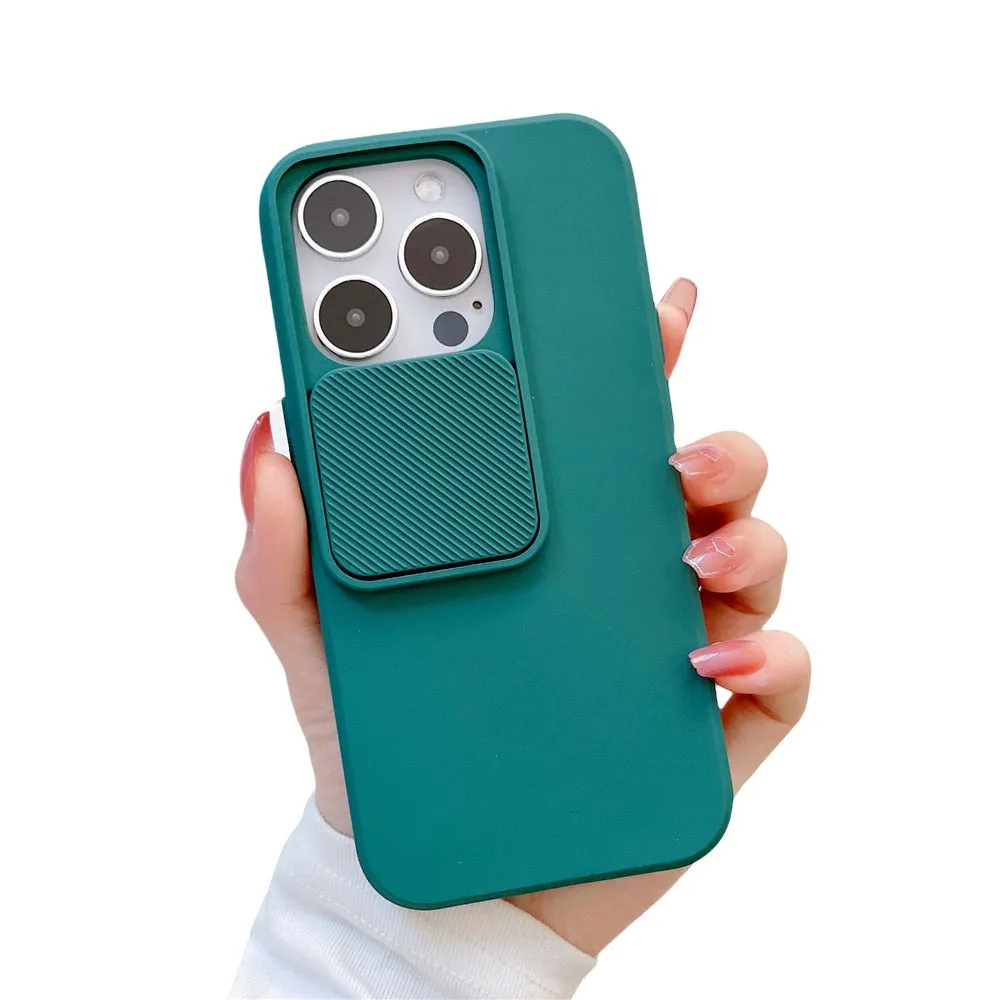 Anymob iPhone Dark Green Window Phone Case Slide Lens Protection Shockproof Cover