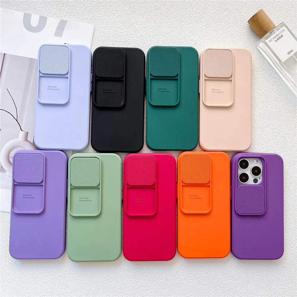 Anymob iPhone Gray Window Phone Case Slide Lens Protection Shockproof Cover