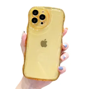 Anymob iPhone Honey Yellow Transparent Fluorescent Curly Wave Case Shockproof Silicone Cover