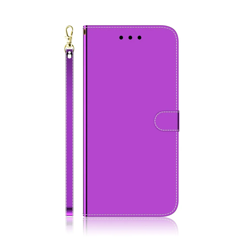 Anymob iPhone Light Blue Smooth Surface Mirror Leather Case Flip Wallet With Card Slots Cover