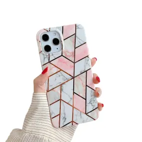 Anymob iPhone Mix Color Glossy Marble Phone Case Silicone Shockproof Bumper Cover