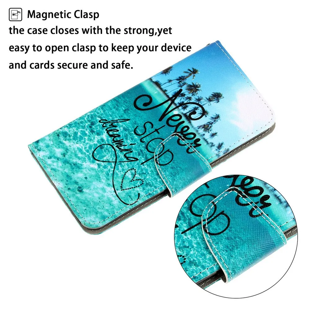 Anymob iPhone Ocean Star Flip Phone Cases Magnetic Leather Wallet Back Cover