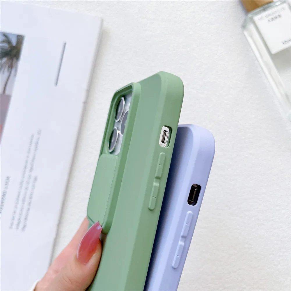 Anymob iPhone Pink Window Phone Case Slide Lens Protection Shockproof Cover