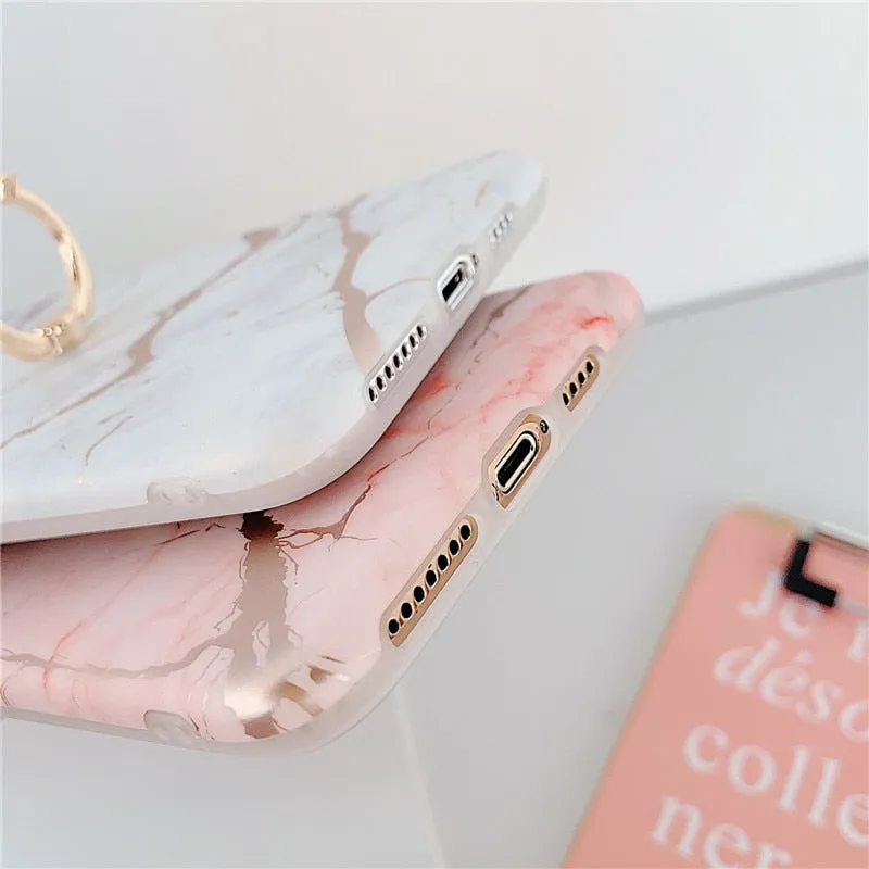 Anymob iPhone White Case Cover Marble Silicon Phone Cover