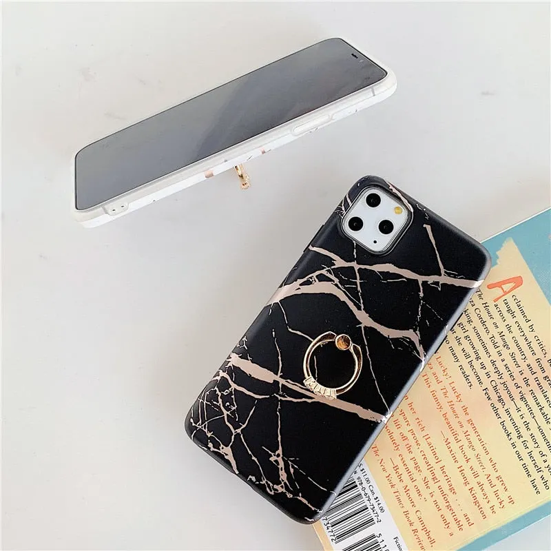 Anymob iPhone White Case Cover Marble Silicon Phone Cover