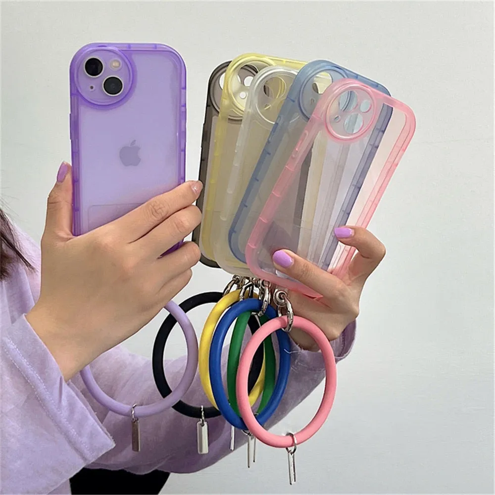 Anymob iPhone white Stylish Wristband Ring Clear Soft Phone Case Shockproof Bracelet Silicon Cover