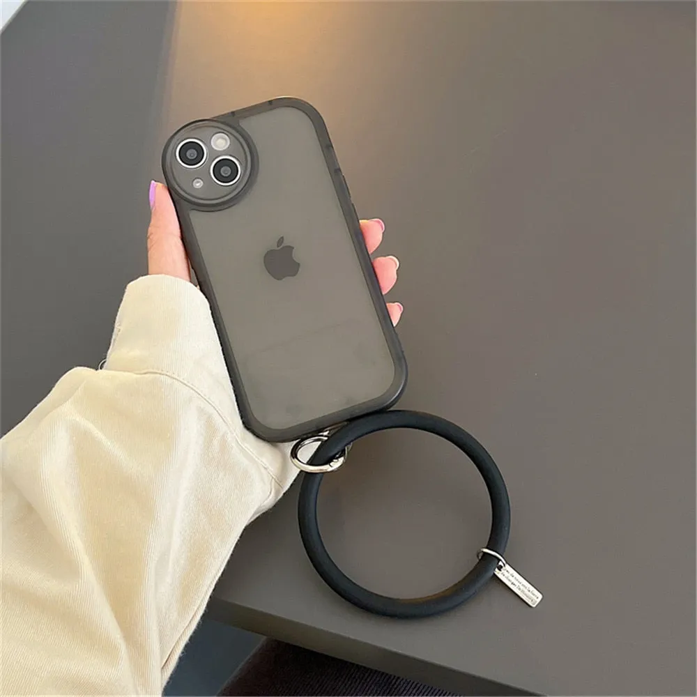 Anymob iPhone white Stylish Wristband Ring Clear Soft Phone Case Shockproof Bracelet Silicon Cover