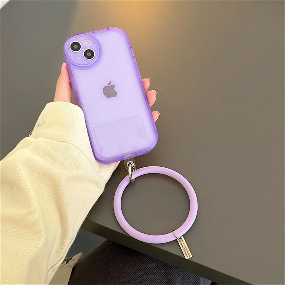Anymob iPhone white Stylish Wristband Ring Clear Soft Phone Case Shockproof Bracelet Silicon Cover