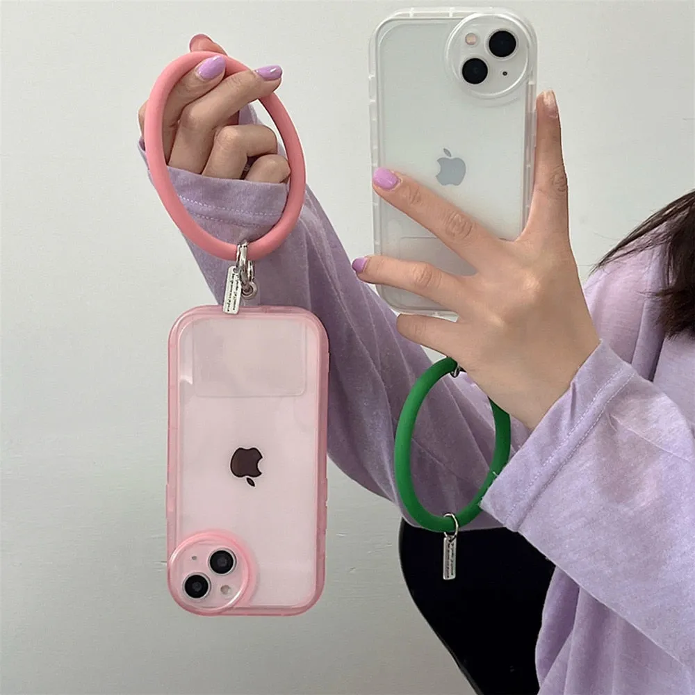 Anymob iPhone white Stylish Wristband Ring Clear Soft Phone Case Shockproof Bracelet Silicon Cover