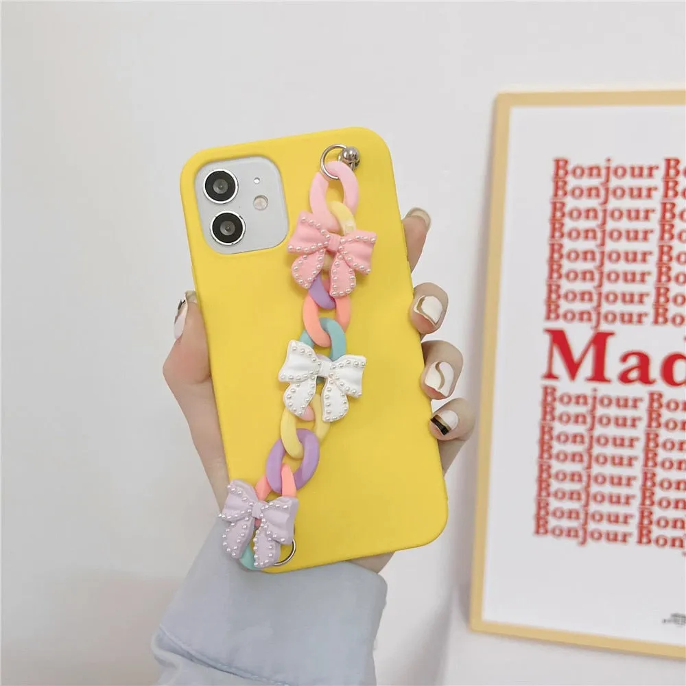 Anymob iPhone Yellow Bracelet Phone Case Mini Colorful Chain Soft Silicon Cover