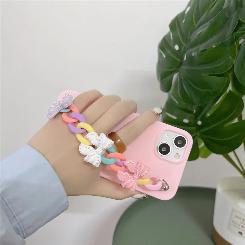 Anymob iPhone Yellow Bracelet Phone Case Mini Colorful Chain Soft Silicon Cover