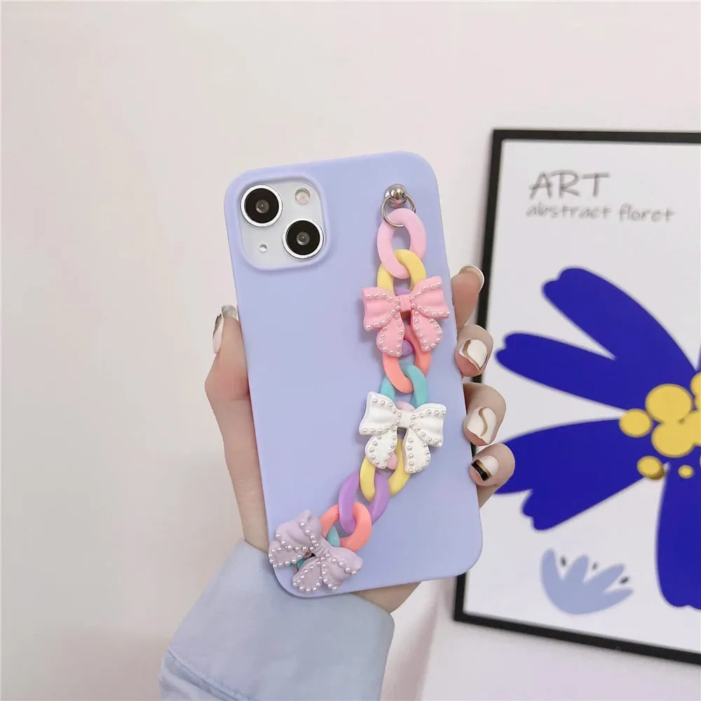 Anymob iPhone Yellow Bracelet Phone Case Mini Colorful Chain Soft Silicon Cover