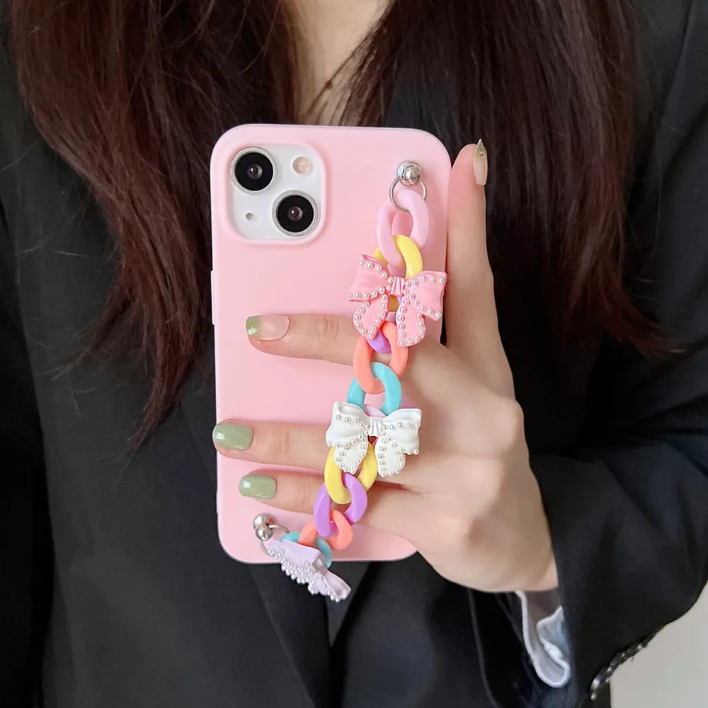 Anymob iPhone Yellow Bracelet Phone Case Mini Colorful Chain Soft Silicon Cover