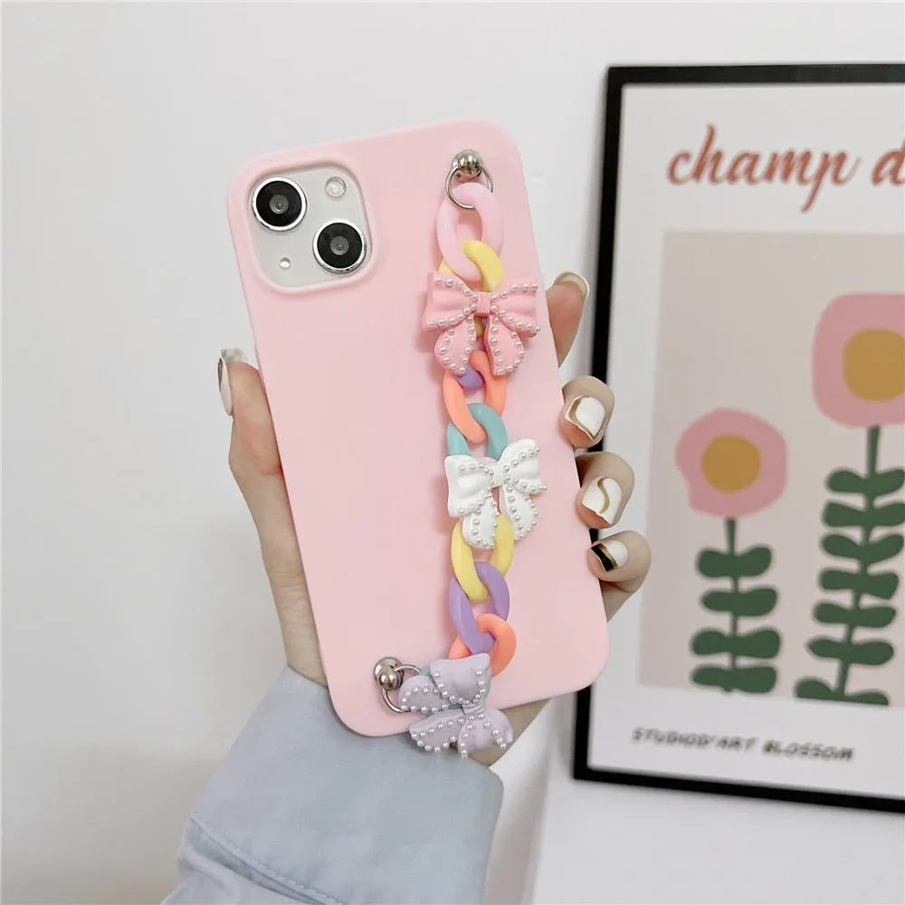 Anymob iPhone Yellow Bracelet Phone Case Mini Colorful Chain Soft Silicon Cover