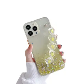Anymob iPhone Yellow Crystal Heart Bracelet Phone Chain Case Glitter Soft Cover