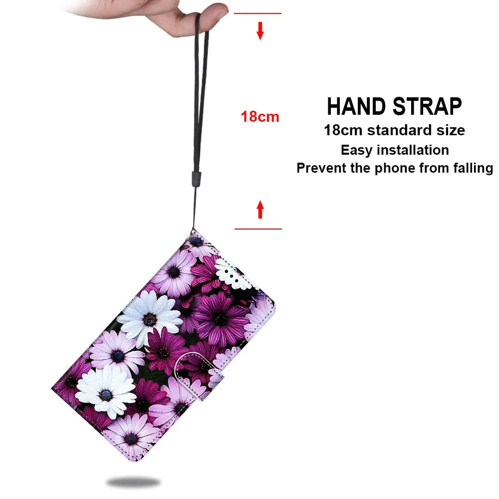 Anymob Samsung Case Blue and Purple Luxury Painted Flip Cute Playful Cat Wallet Phone Cover