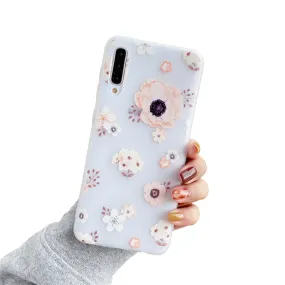 Anymob Samsung Case Peach Flower Vintage Relief Flower Phone Matte Soft Silicone Back Cover