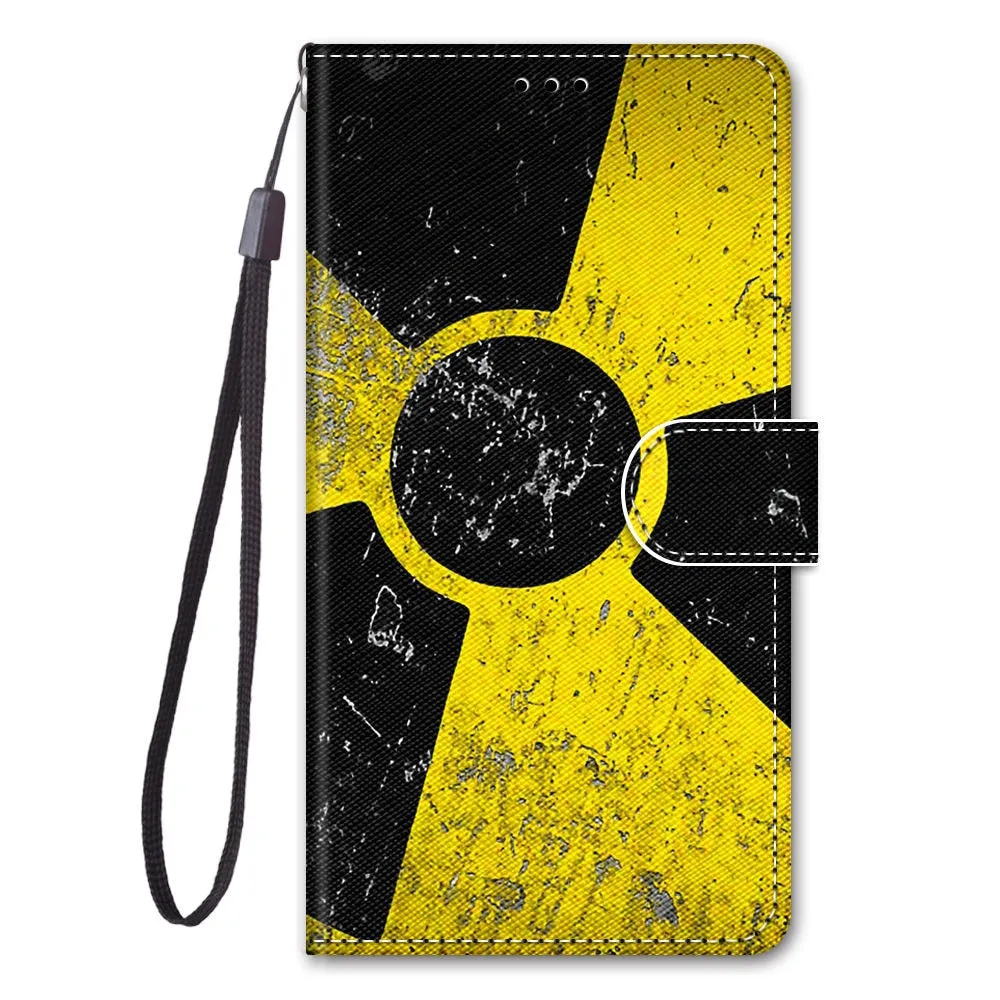 Anymob Samsung Case Yellow and Black Luxury Painted Flip Cute Playful Cat Wallet Phone Cover