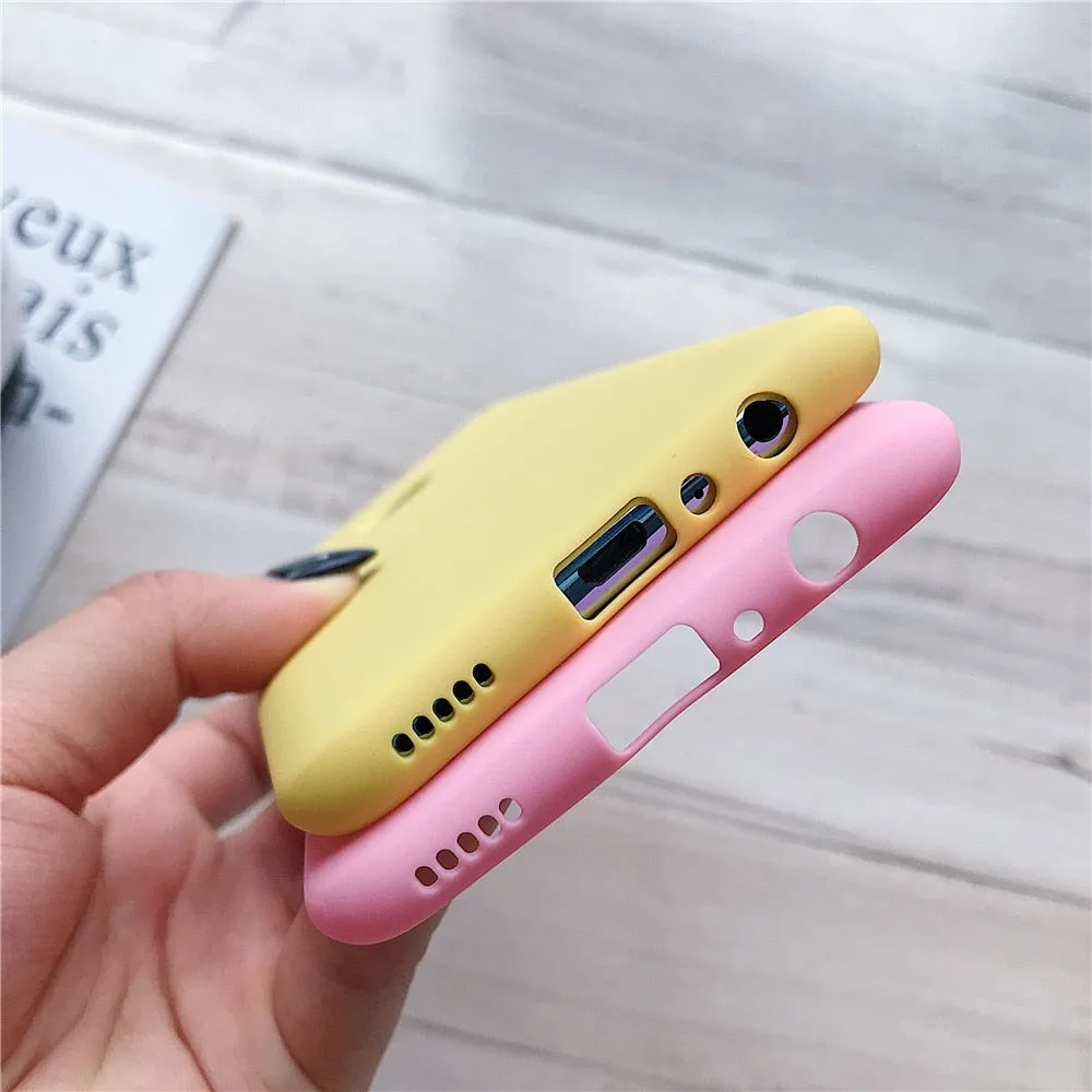 Anymob Samsung Case Yellow Plain Candy Color Mobile Silicone Protective Cover