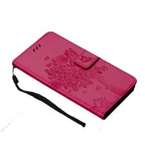 Anymob Samsung Magenta Leather Flip Case Wallet Cases Phone Bag Shell Cover
