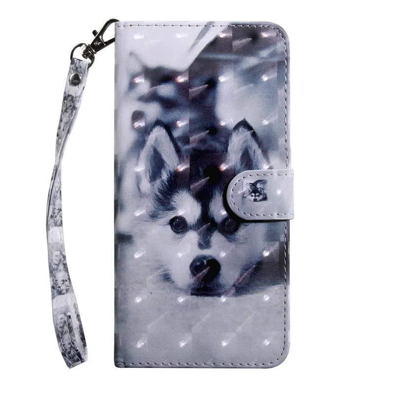 Anymob Samsung Puppy Husky Leather Sparkling Case Wallet Flip Magnetic Cover