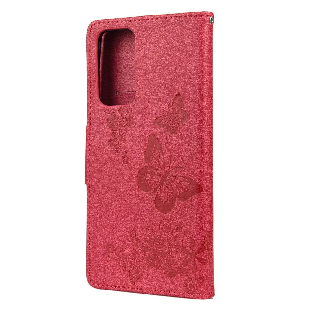 Anymob Samsung Purple Flip Phone Case Big Butterfly Leather Wallet Book Style Cover Shell