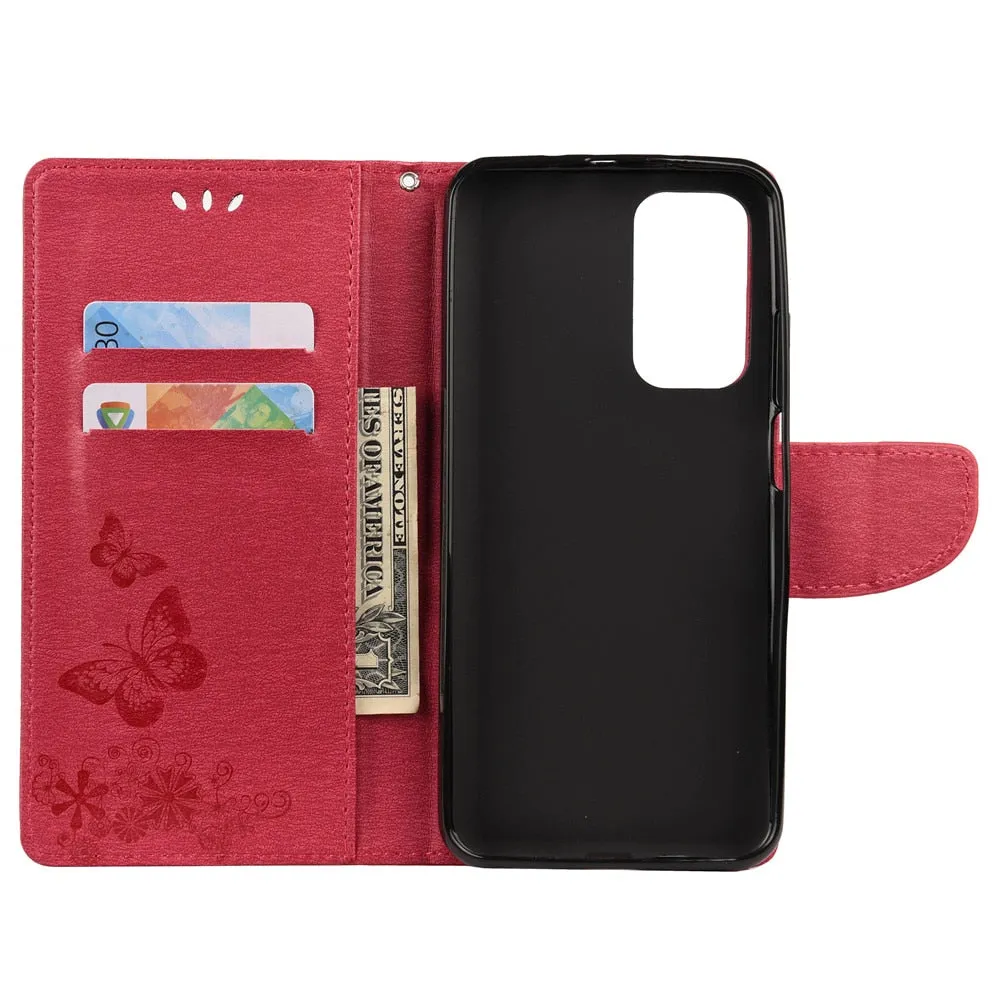 Anymob Samsung Purple Flip Phone Case Big Butterfly Leather Wallet Book Style Cover Shell