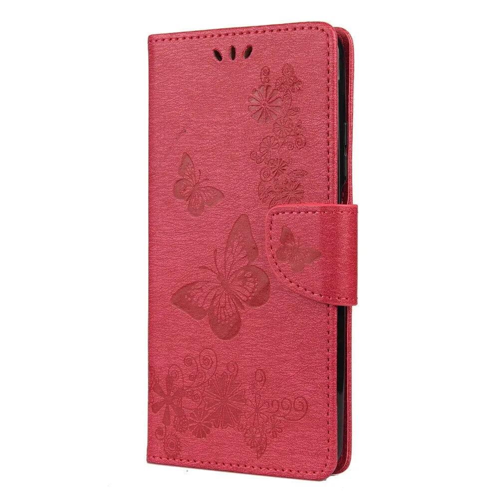 Anymob Samsung Purple Flip Phone Case Big Butterfly Leather Wallet Book Style Cover Shell