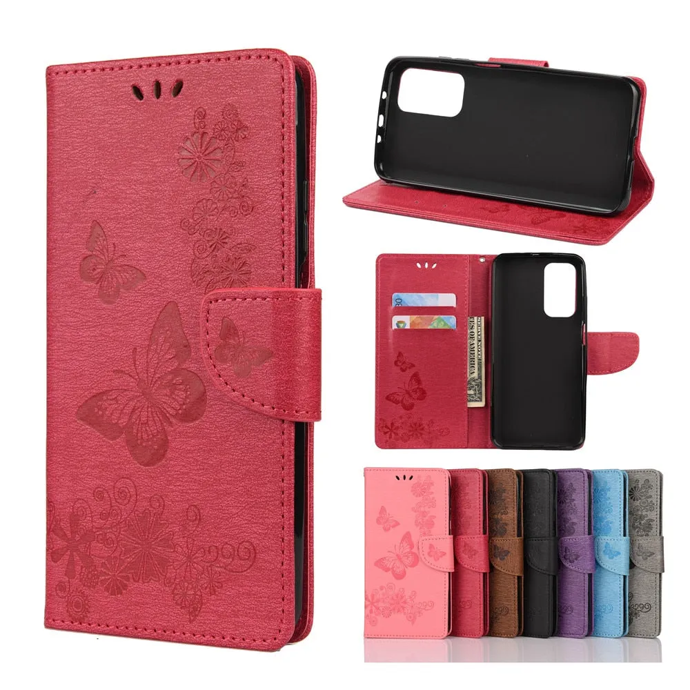 Anymob Samsung Purple Flip Phone Case Big Butterfly Leather Wallet Book Style Cover Shell