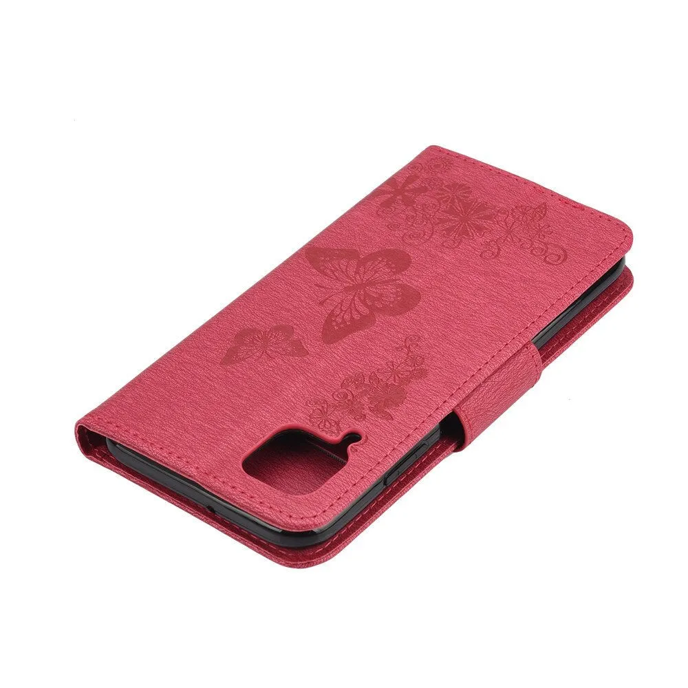 Anymob Samsung Purple Flip Phone Case Big Butterfly Leather Wallet Book Style Cover Shell