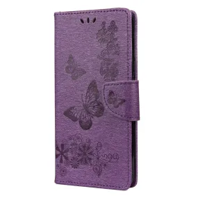 Anymob Samsung Purple Flip Phone Case Big Butterfly Leather Wallet Book Style Cover Shell