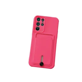 Anymob Samsung Red Phone Case Soft Silicone Card Slots Cover