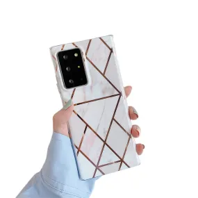 Anymob Samsung White Geometric Marble Phone Case Silicone Cover